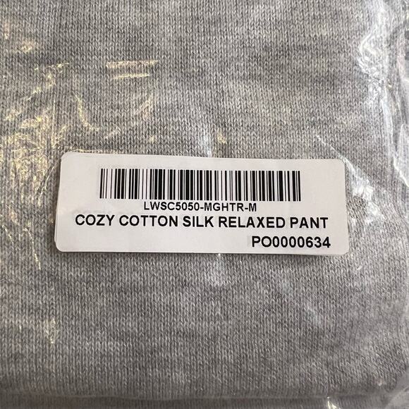 LUNYA Cozy Cotton Silk Relaxed Pant Light Gray Heathered Drawstring Medium NEW - Picture 12 of 13